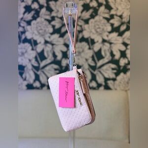 Betsey Johnson Light Pink Embossed Wristlet Clutch